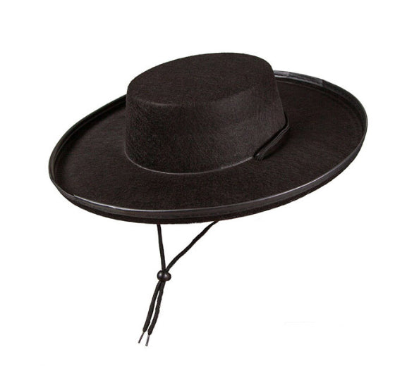 Men's Zorro Bandit Hat Spanish Musketeer Fancy Dress Accessory