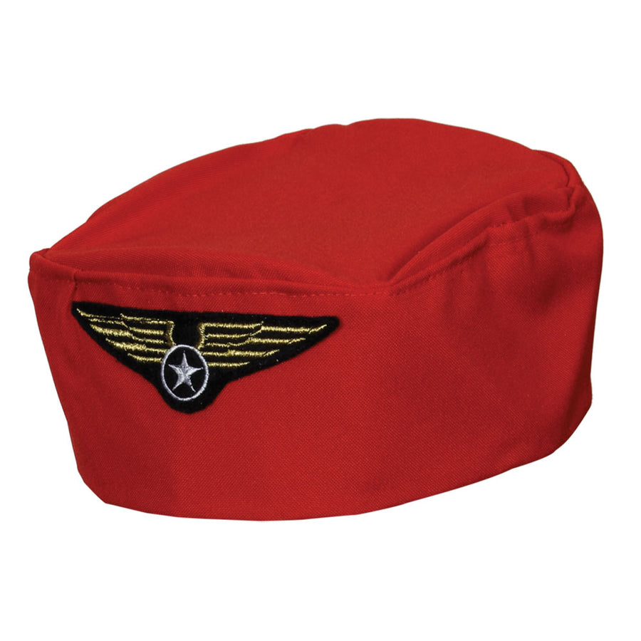 Red Flight Attendant Hat Uniform Costume Accessory