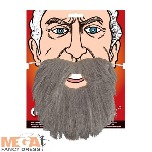 Mens Grey Beard Costume Accessory Realistic Facial Hair