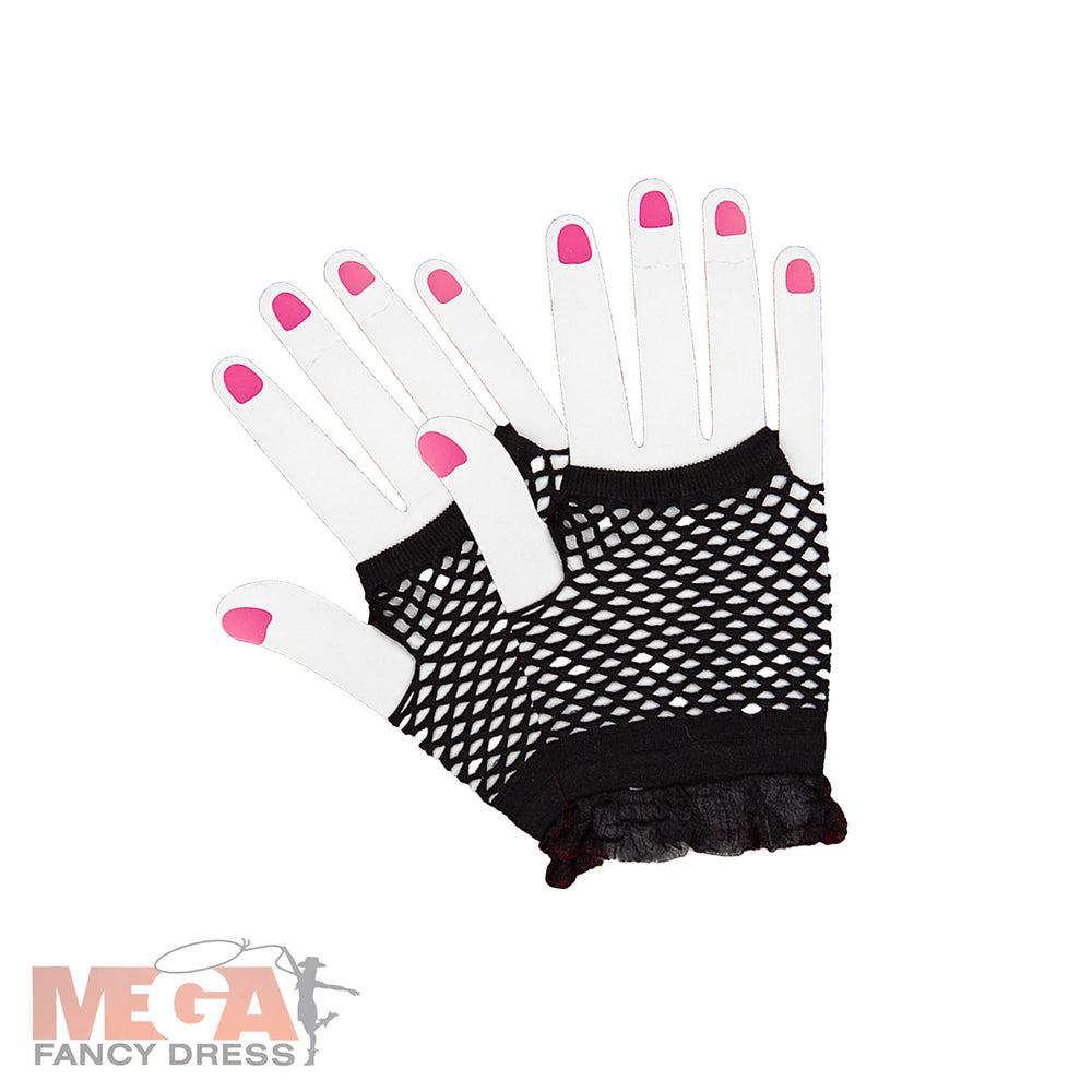 Black Fishnet Fingerless Gloves Punk Rock Accessory