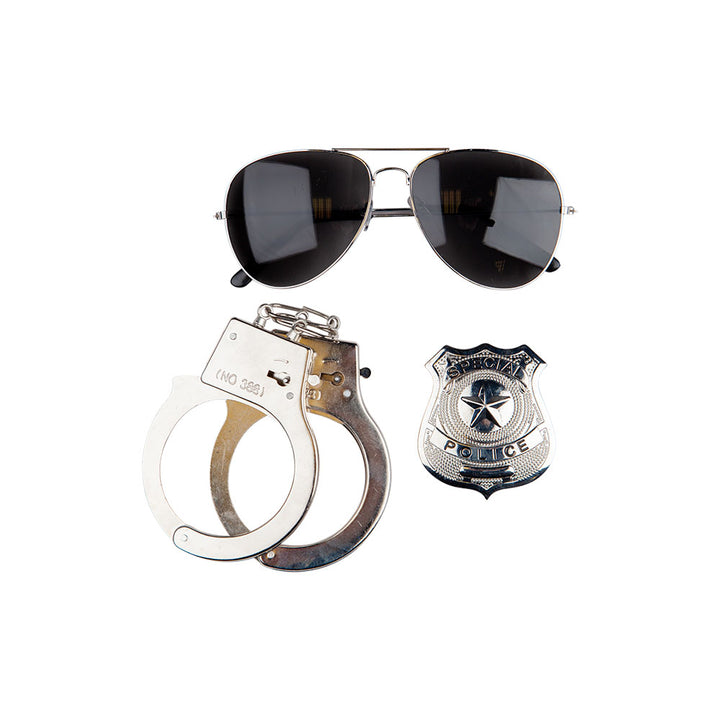 Police Handcuffs, Badge & Shades Costume Accessory Set