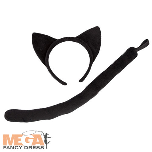 Black Cat Ears + Tail Animal Accessory