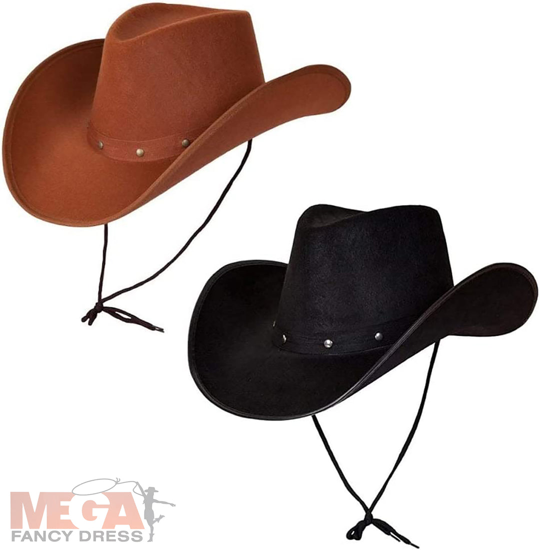 2 Pack Black and Brown Adults Cowboy Hats