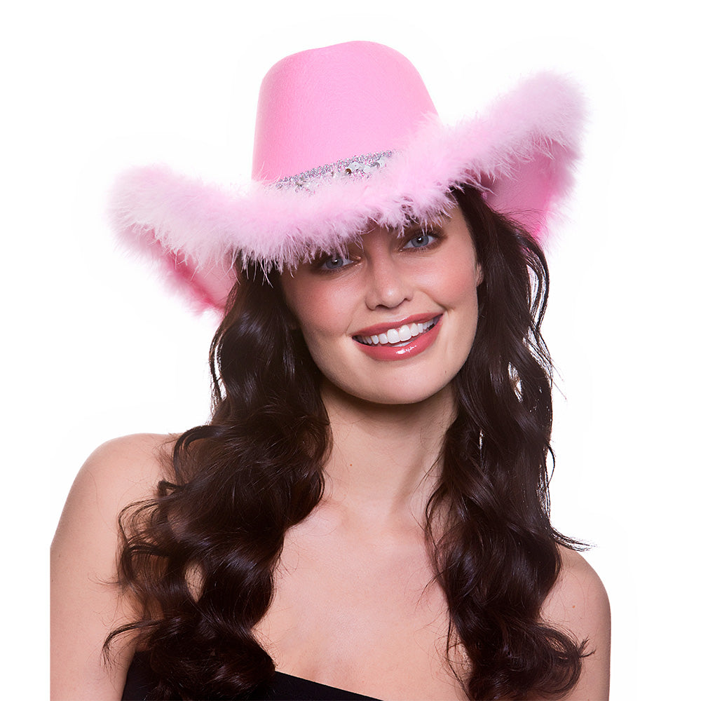 Pink Cowboy Hat With Feather