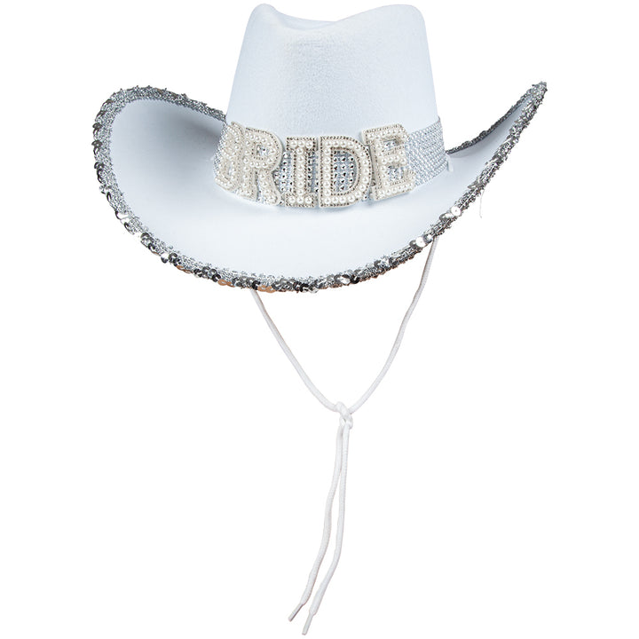 White Cowgirl Hat with Sequins and Marabou Feathers Western Chic Accessory