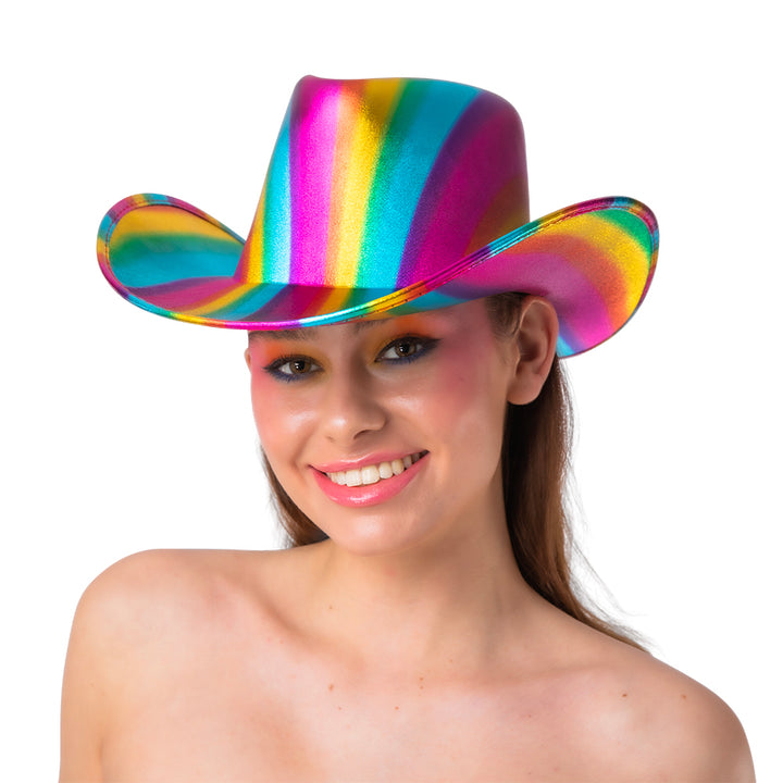 Unisex Rainbow Metallic Cowboy/Cowgirl Hat Hen Night Festival