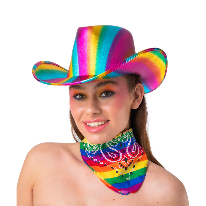 Unisex Rainbow Metallic Cowboy/Cowgirl Hat Hen Night Festival