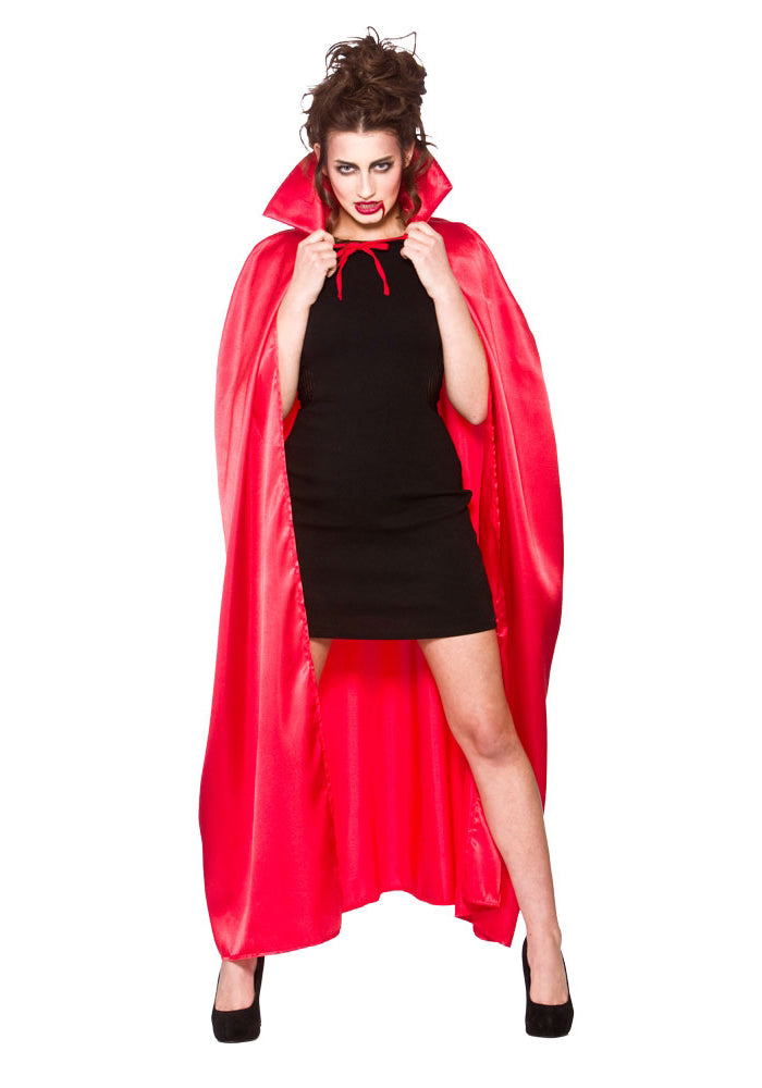 Adults Deluxe Collared Satin Red Vampire Devil Cape Costume