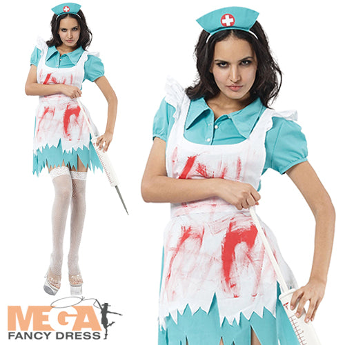 Blood Splattered Nurse Ladies Costume Horror Fancy Dress