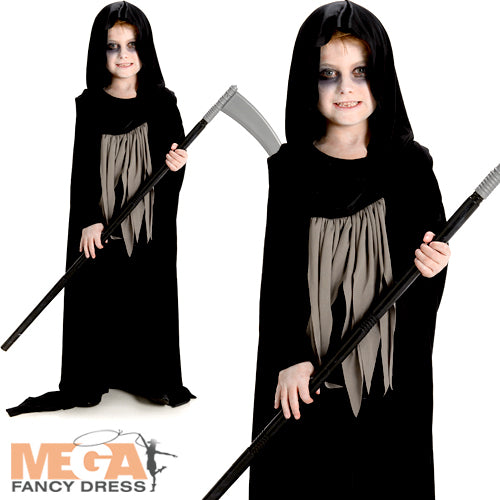 Dark Grim Reaper Boys Costume Horror Fancy Dress