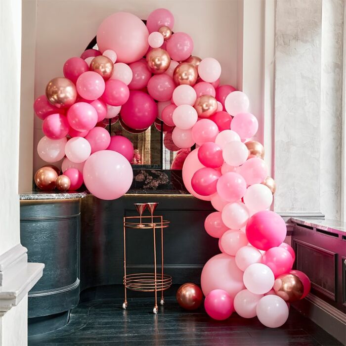Luxe Pink & Rose Gold Balloon Arch Kit Chic Party Decor