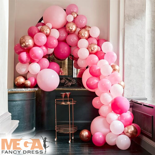 Luxe Pink & Rose Gold Balloon Arch Kit Chic Party Decor