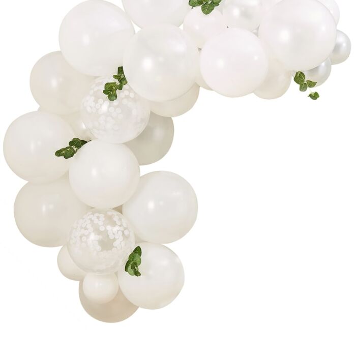 White Foliage Balloon Arch Kit Elegant Decor