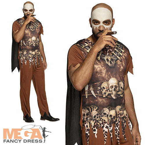 Men's Voodoo Man Black Magic Witch Doctor Halloween Fancy Dress Costume