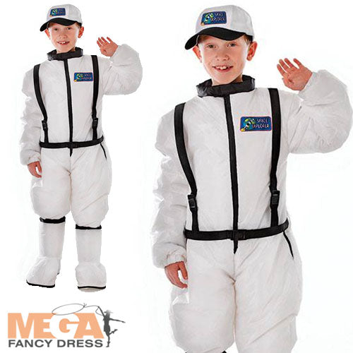 Kids White Astronaut Suit + Hat Fancy Dress Space Book Week Costume