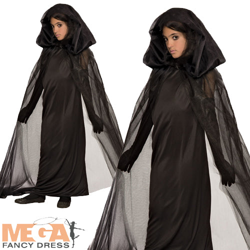 Girls Haunted Child Halloween Horror Grim Reaper Ghost Fancy Dress Costume