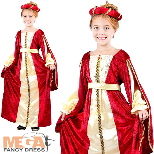 Girls Medieval Tudor Regal Princess Costume