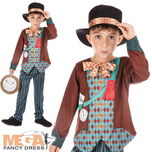 Mad Hatter Boys Wonderland Fancy Dress Costume
