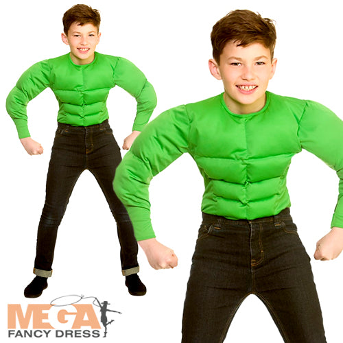 Muscle Skin Boys Green Shirt Costume Accessory