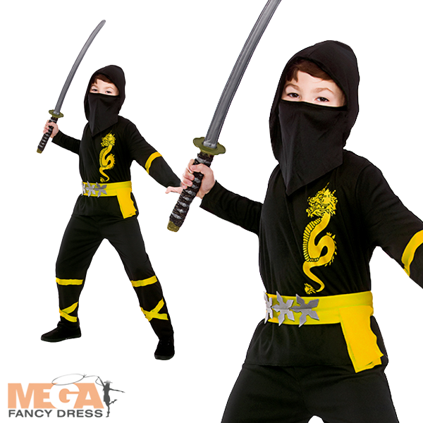 Boys Yellow Power Ninja Warrior Costume
