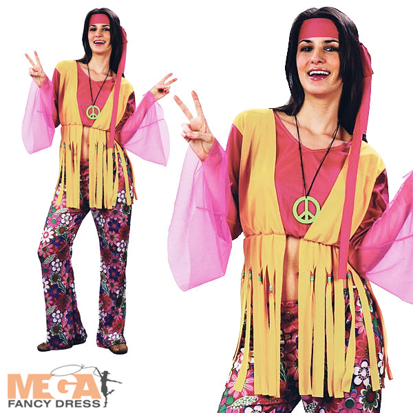 Ladies Peace Hippie + Headband 1960s 60s 70s Costume