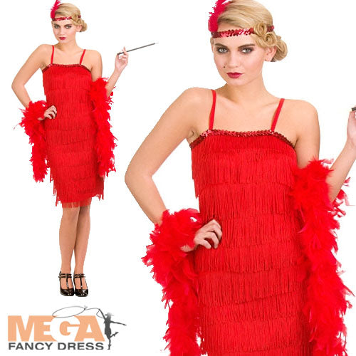 Jazzy Red Flapper Roaring 20s Costume