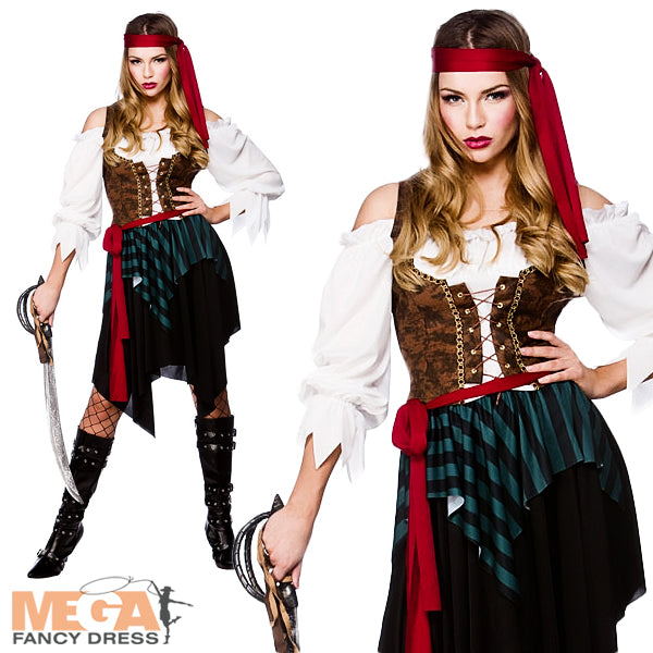 Womens Caribbean Pirate Adventure Fancy Dress Costume