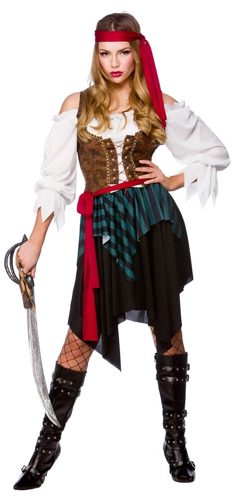 Womens Caribbean Pirate Adventure Fancy Dress Costume