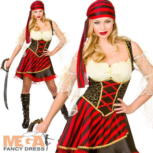 Ladies Glamorous Pirate Ship Mate Buccaneer Fancy Dress
