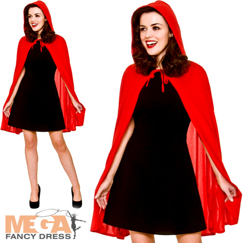 Short Red Hooded Cape Fairy Tale Costume Accessory