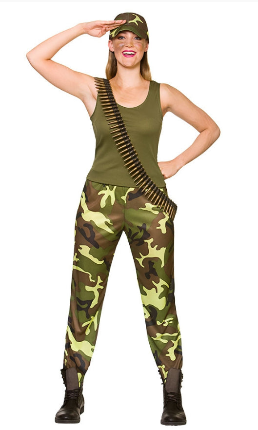 Ladies Army Girl Military Sergeant Wartime Soldier Fancy Dress Costume