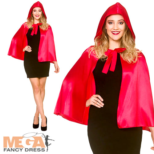 Short Hooded Satin Cape Ladies Accessory