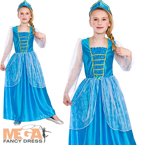 Ice Blue Princess Fairytale Girls Costume