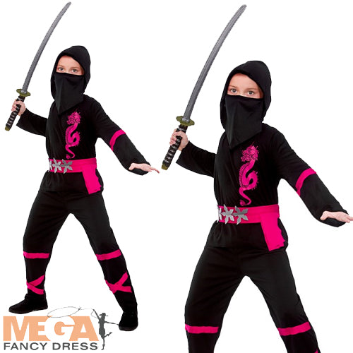 Girls Pink Power Ninja Action Costume