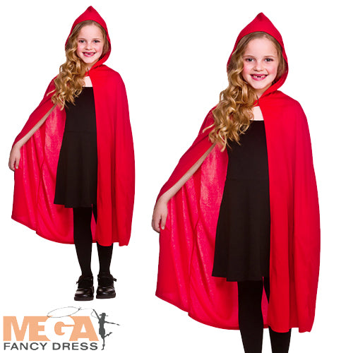 Kids Hooded Red Fairy Tale Cape Costume Accessory