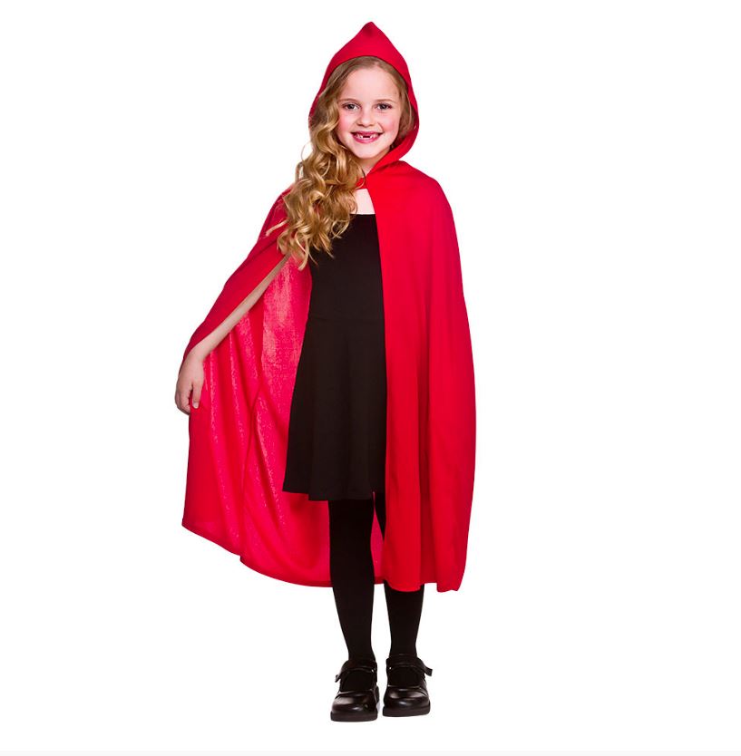 Kids Hooded Red Fairy Tale Cape Costume Accessory