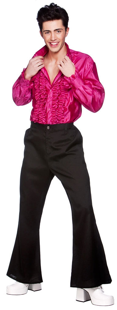 Men's Pink Disco Ruffle 70s Shirt