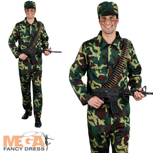 Mens Army Soldier Fancy Dress Costume