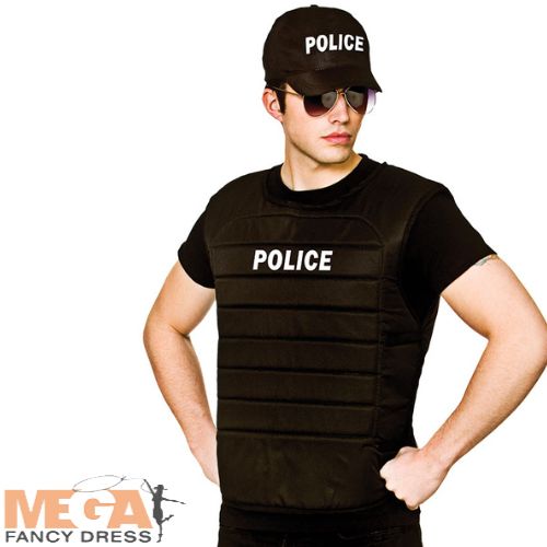 Police Vest & Cap Men's Costume Accessories