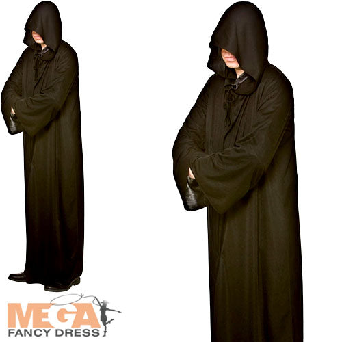 Black Hooded Mens Robe Costume Accessory