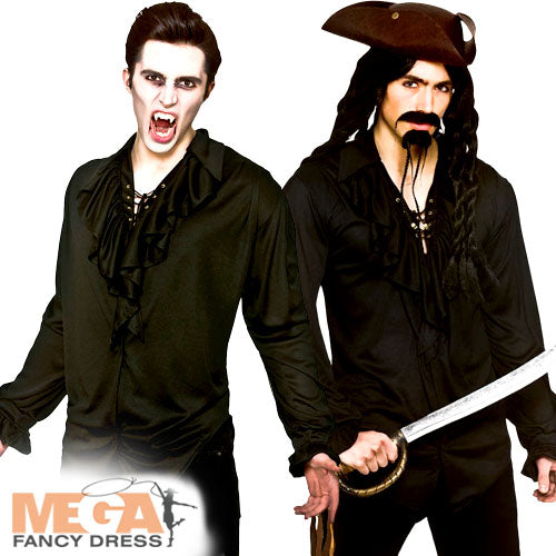 Black Pirate or Vampire Men's Costume Shirt