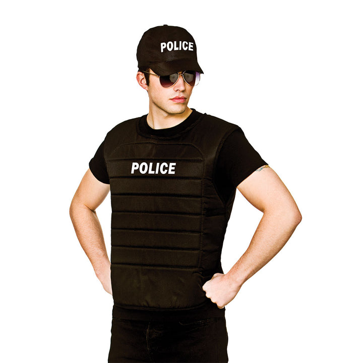 Police Vest & Cap Men's Costume Accessories