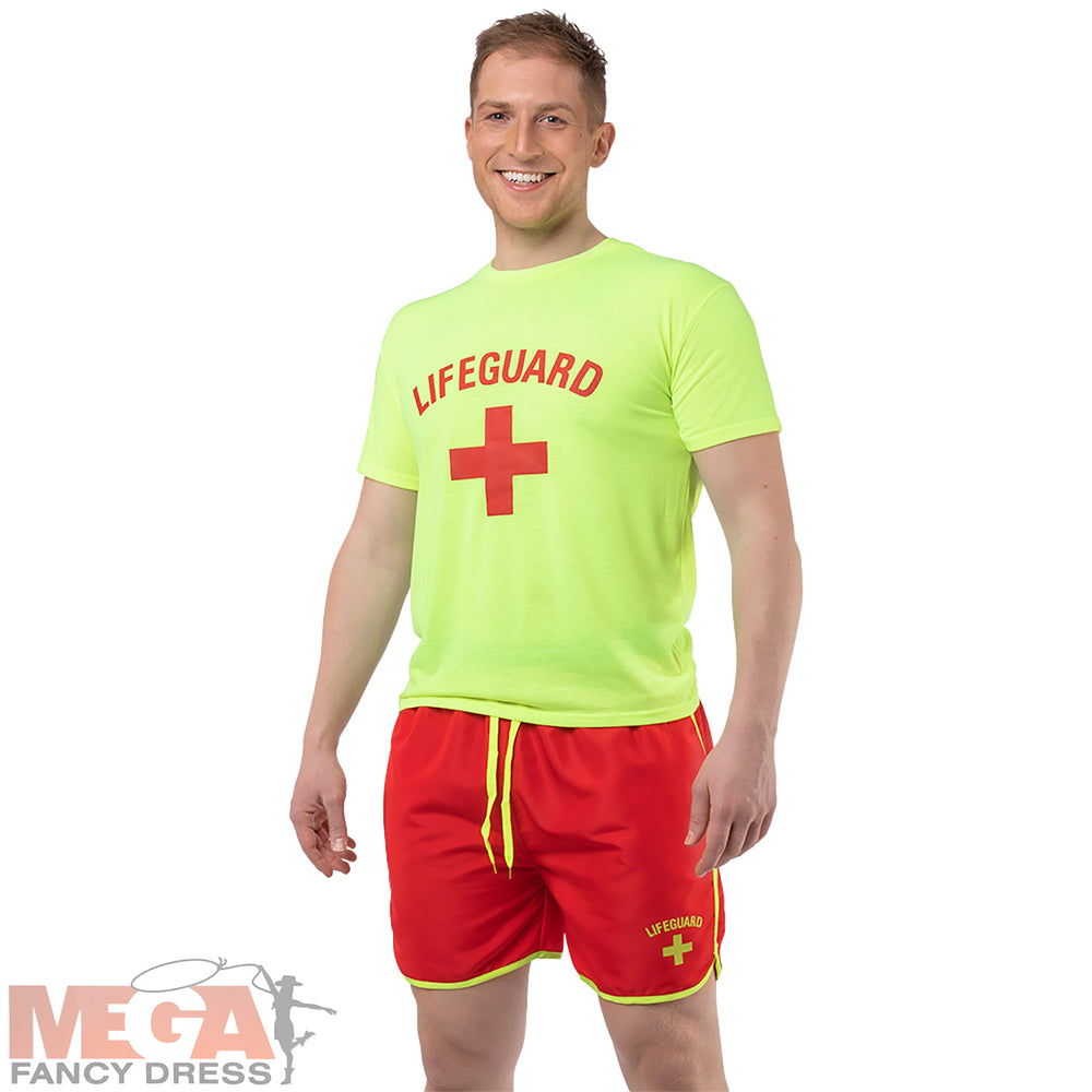 Lifeguard Costume - w/Yellow Neon U.V Small