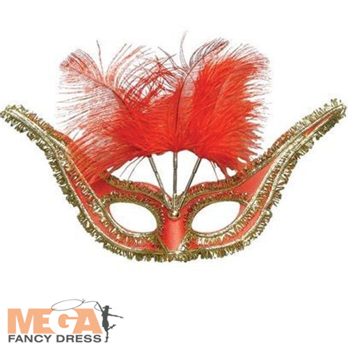 Red Gran Gala Domino Eye Mask Vibrant Masquerade Accessory
