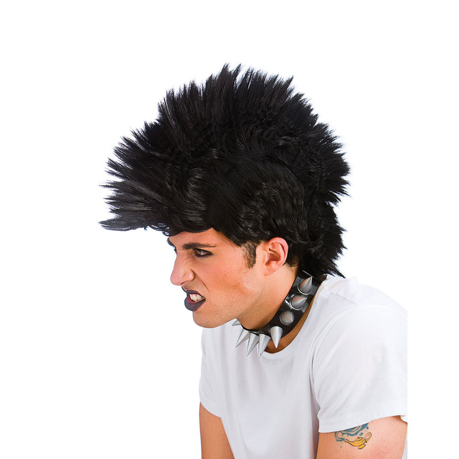 Black Punk Rocker Mohican Wig Edgy Hairpiece