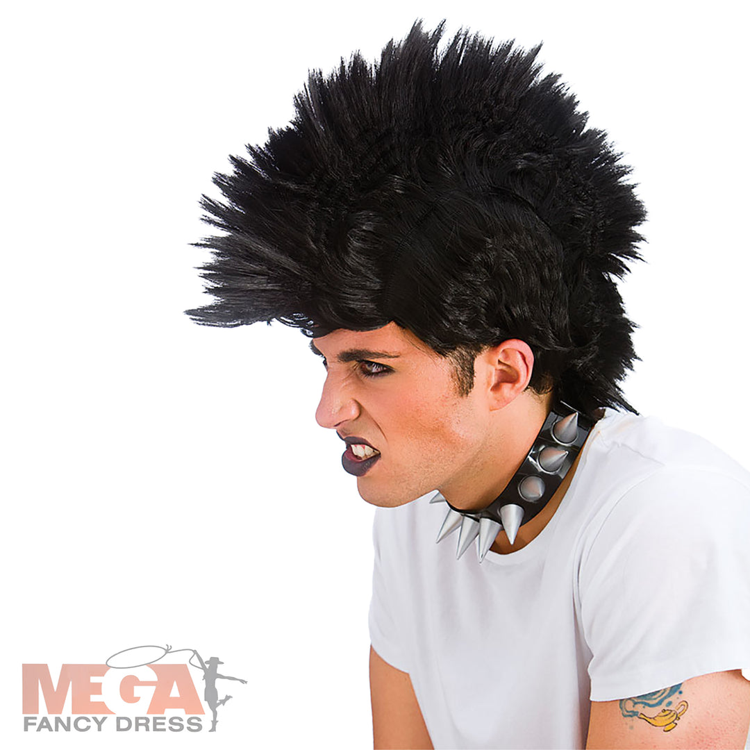 Black Punk Rocker Mohican Wig Edgy Hairpiece