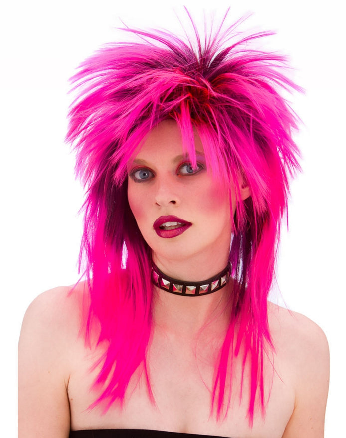 Pink 80s Rocker Adults Wig