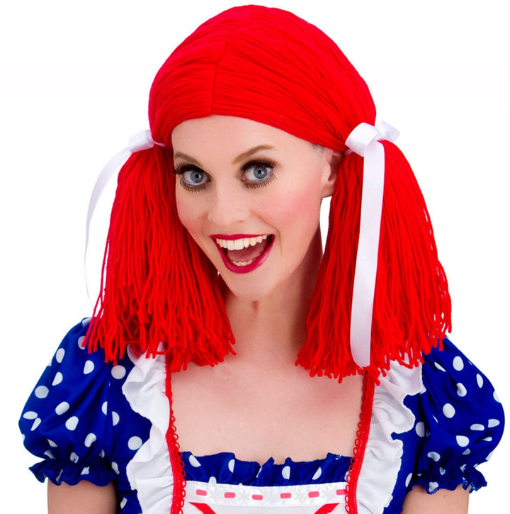 Ladies Fairy Tale Red Ragdoll Wig Fancy Dress Costume Accessory