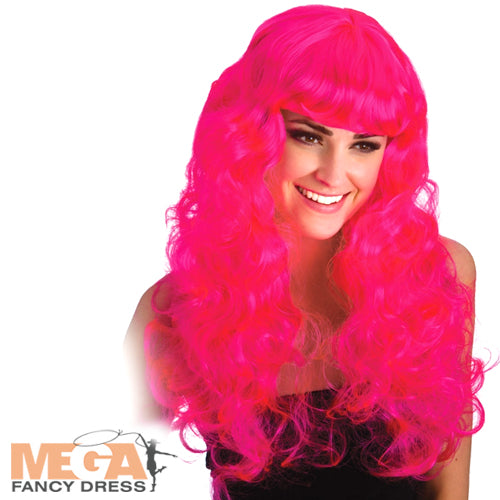Neon Pink Foxy Ladies Wig