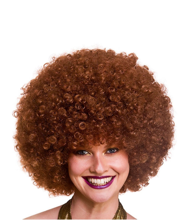 Adults Giant Brown Afro 70s Disco Wig Fancy Dress Costume Accessory